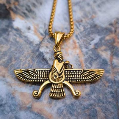 گردنبند فروهر طلایی ساده