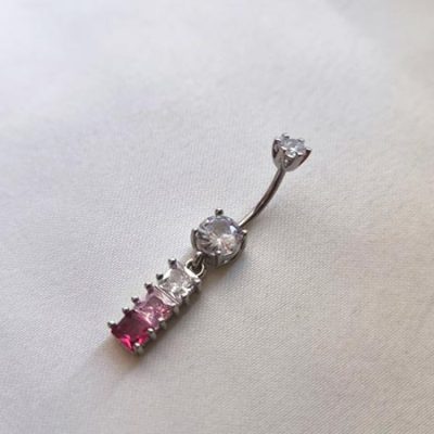 پیرسینگ ناف آویز دار استیل رنگ ثابت