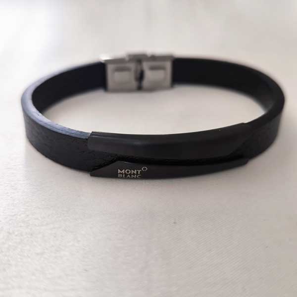 Mont-Blanc-leather-bracelet6 دستبند چرم تک لاین مون بلان