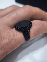 انگشتر مردانه کلاسیک نگین مشکی | استیل رنگ ثابت - Image 3