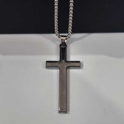 گردنبند صلیب نوشته دار مردانه شیک