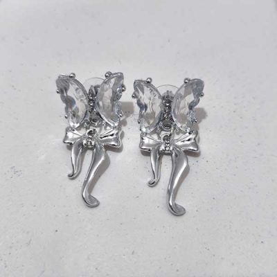 گوشواره پروانه کریستالی رنگ ثابت