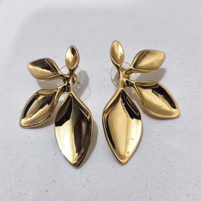 گوشواره مینیمال برگ رنگ ثابت