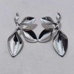 گوشواره طرح برگ استیل رنگ ثابت